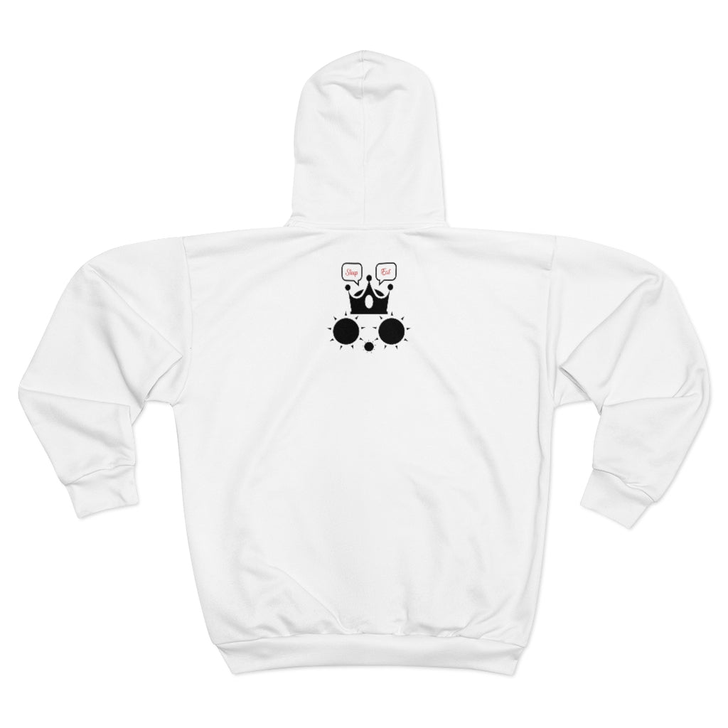 Cat Sleep Eat OP Unisex Zip Hoodie White Back Print Top