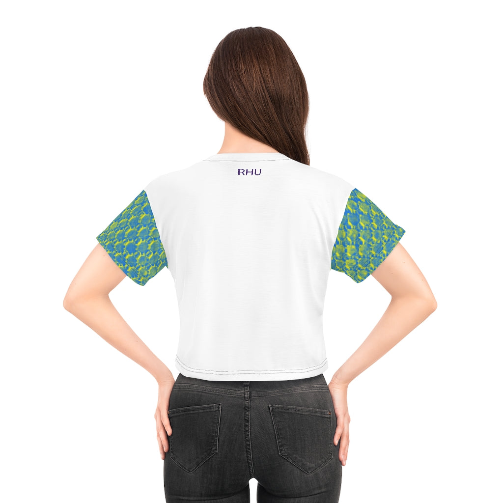 Human Rights LINFA AOP Crop Tee White DuoTone Sleeves