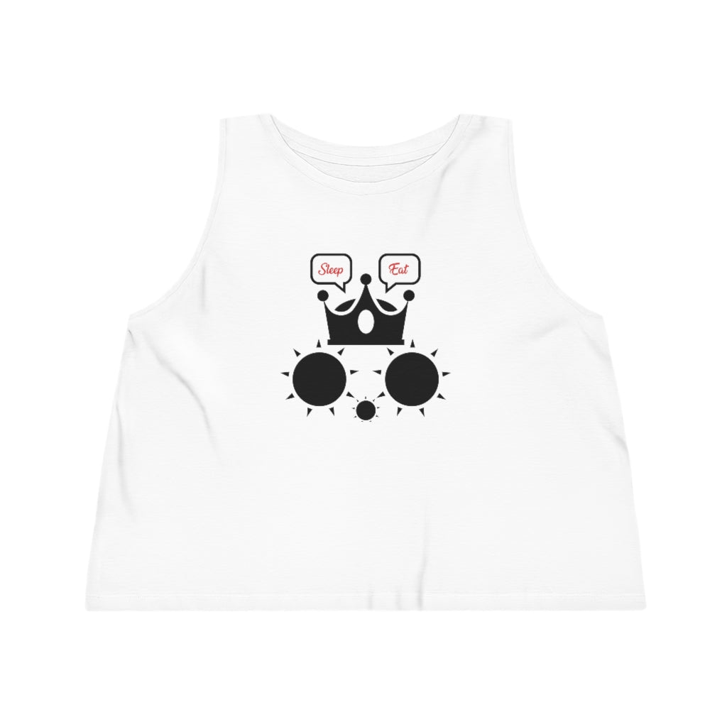 100%Organic Cotton Women's Dancer Cropped Tank Top Cat Sleep Eat