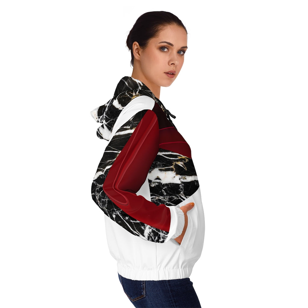 Women’s Full-Zip Hoodie White/Marble/Red Crossed