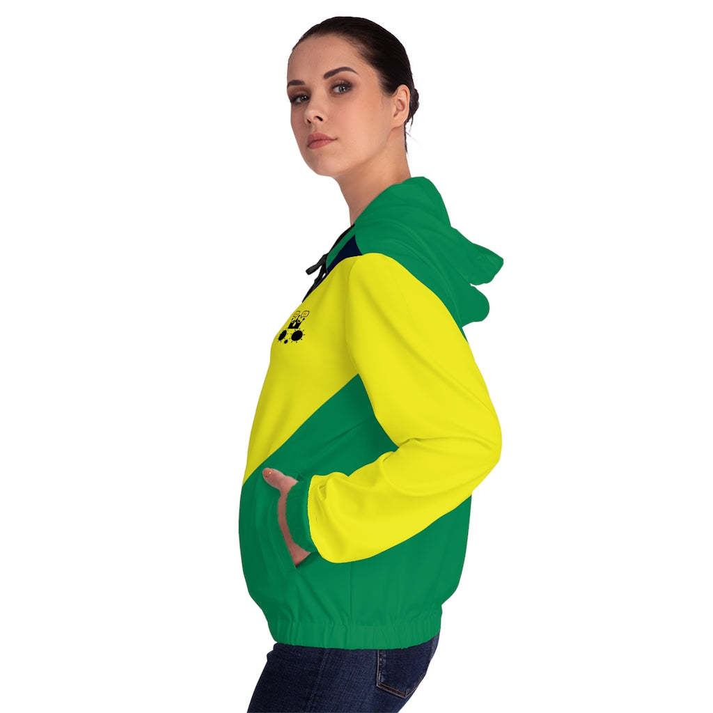 Cat Sleep Eat Women’s Full-Zip Hoodie Black/Yellow/Green