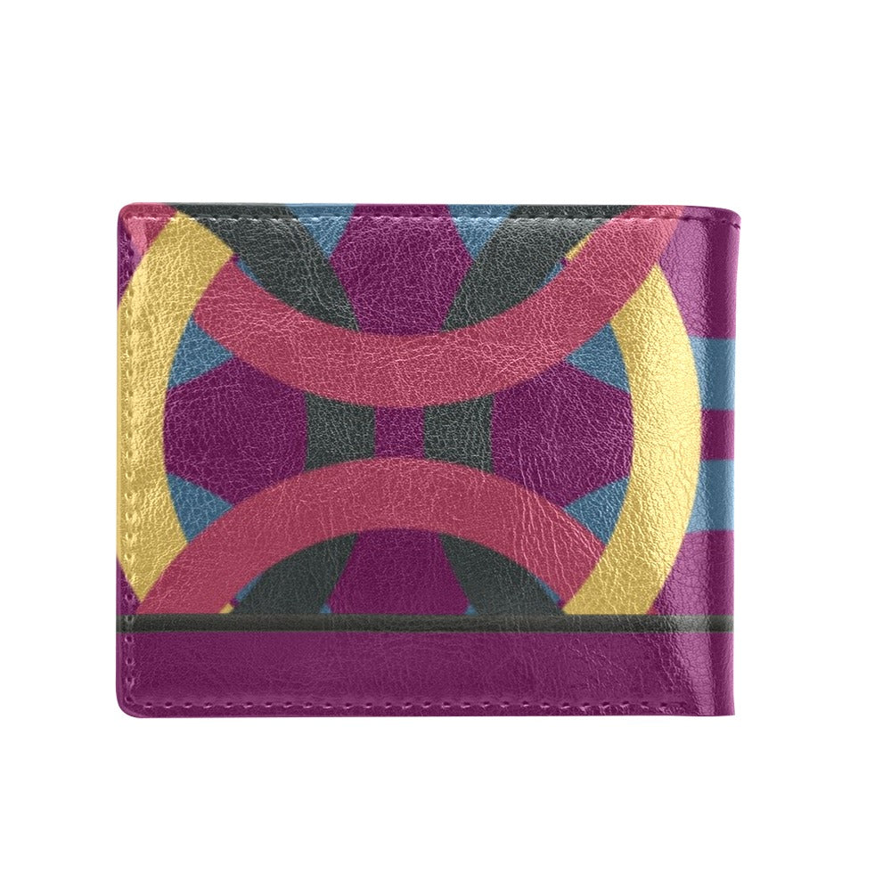 Cruelty Free PU Leather Bifold Wallet With Coin Pocket Purple Chain