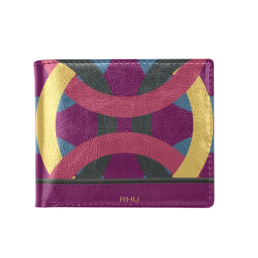 Cruelty Free PU Leather Bifold Wallet With Coin Pocket Purple Chain