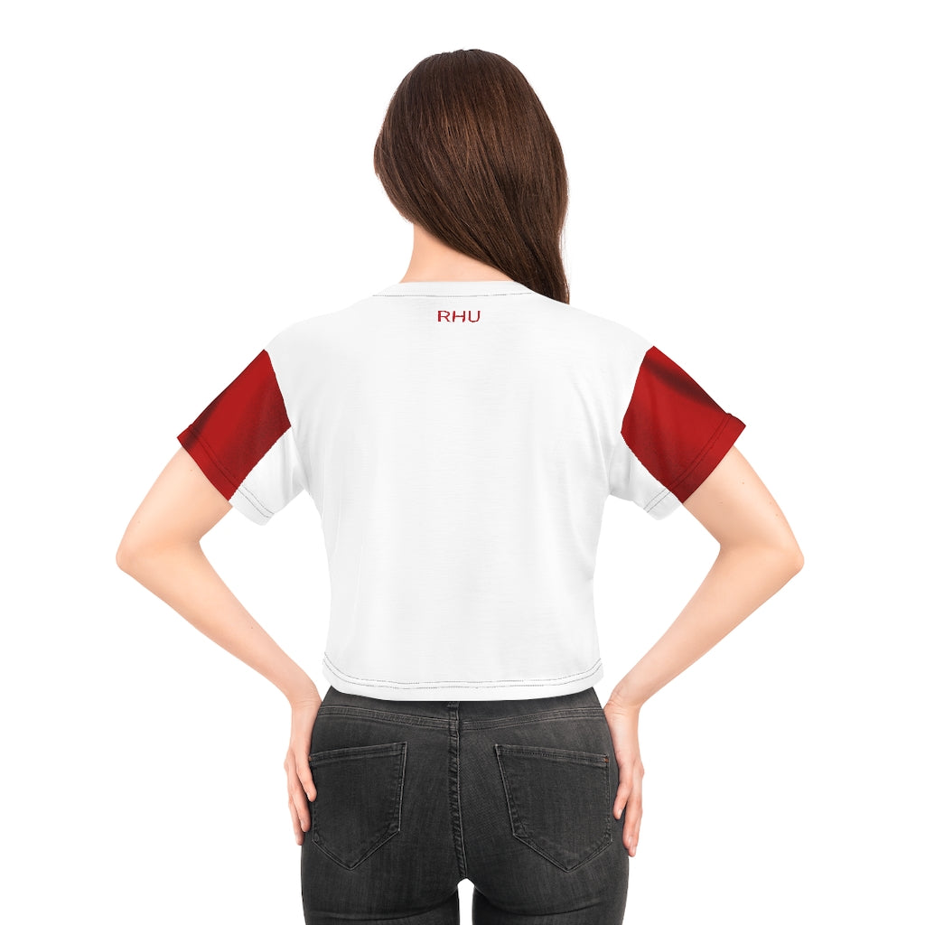 Human Rights LINFA AOP Crop Tee White DuoTone Red Half Sleeves