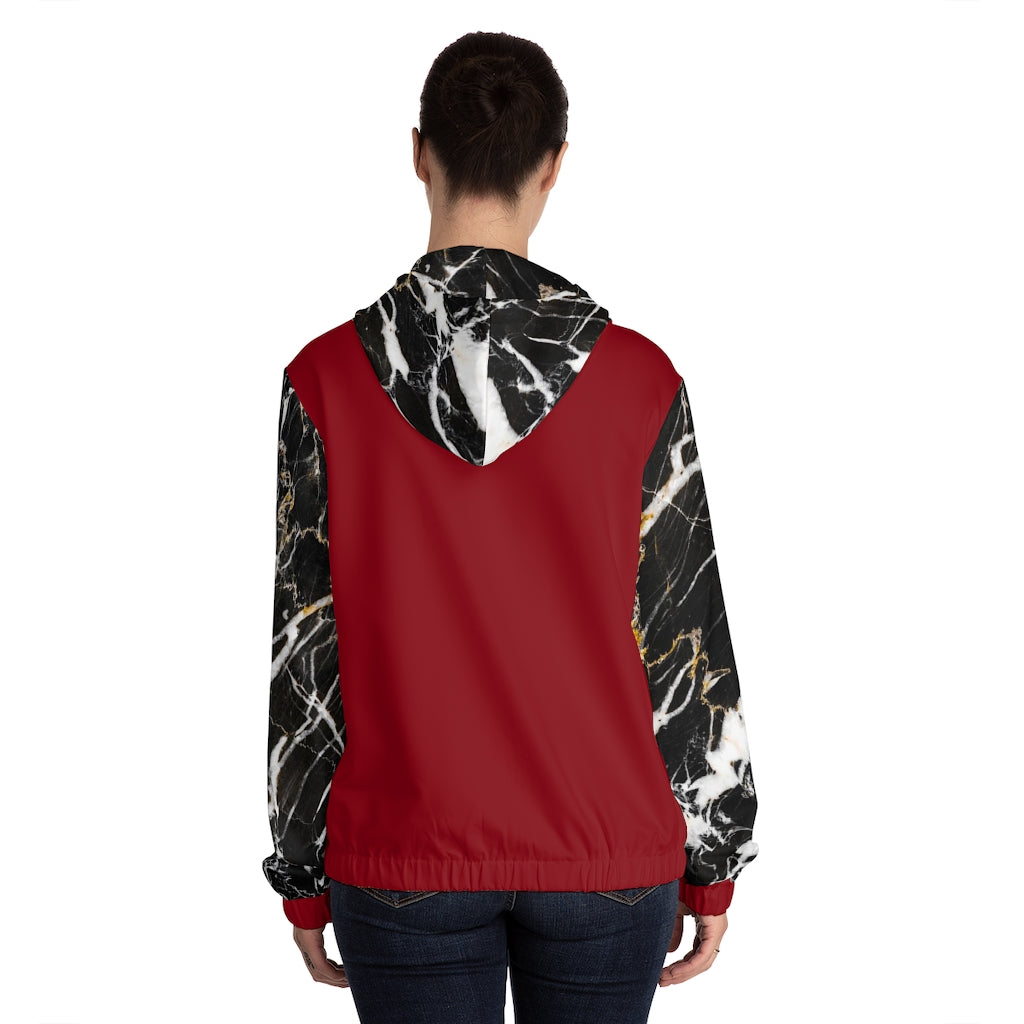 Women’s Full-Zip Hoodie Dark Red/Marble/Red Crossed