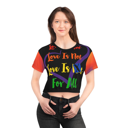 Human Rights LINFA AOP Crop Tee Black Orange Purple Sleeves