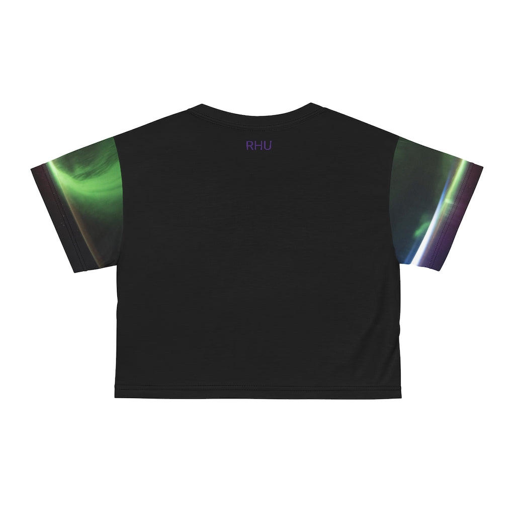 Human Rights LINFA AOP Crop Tee Black Green Black Fading Sleeves