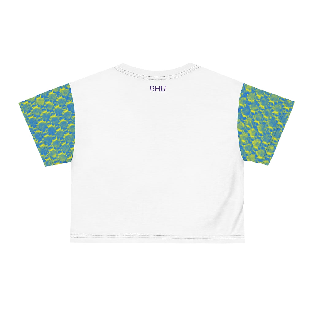 Human Rights LINFA AOP Crop Tee White DuoTone Sleeves