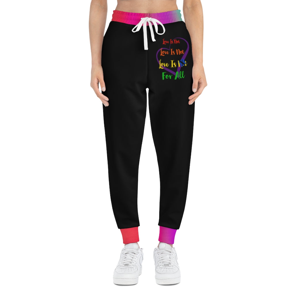 Human Rights LINFA Multi Pink Blue Purple Unisex Athletic Joggers (AOP) Black