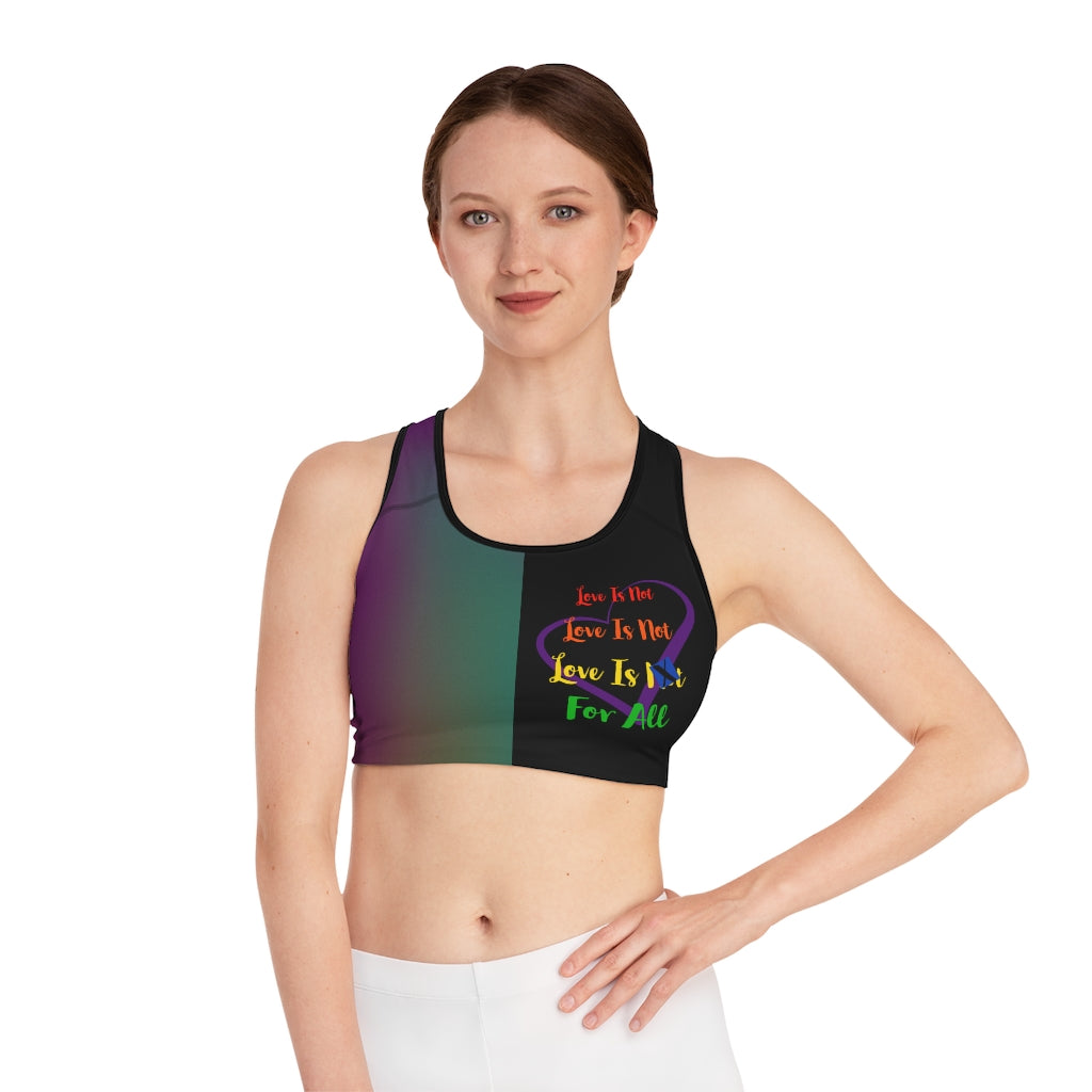 Human Rights LINFA Color Fading  Sports Bra (AOP) Black