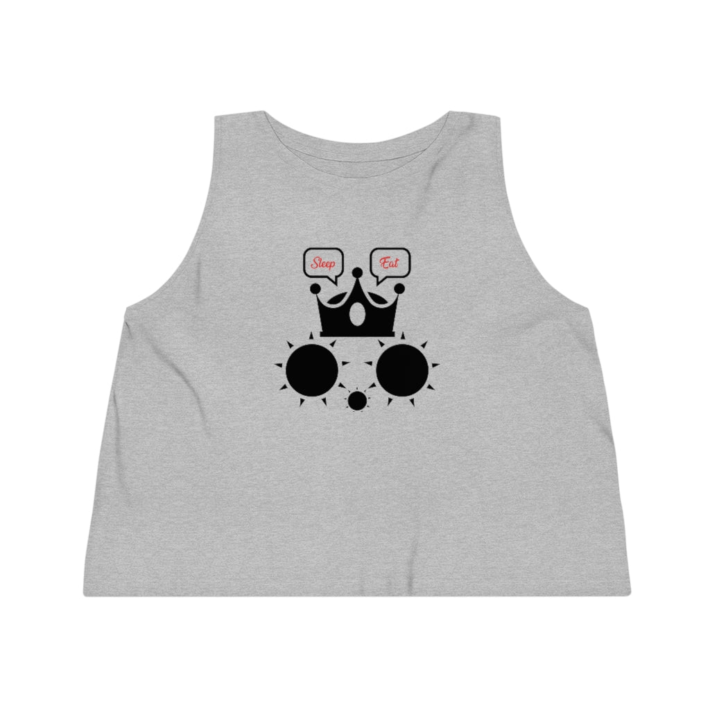 100%Organic Cotton Women's Dancer Cropped Tank Top Cat Sleep Eat