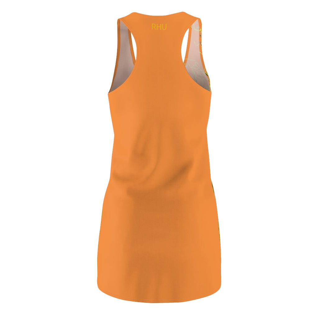 Gold Electric Lights Women's Cut & Sew Racerback Dress Pale Orange Yellow Duo Tone