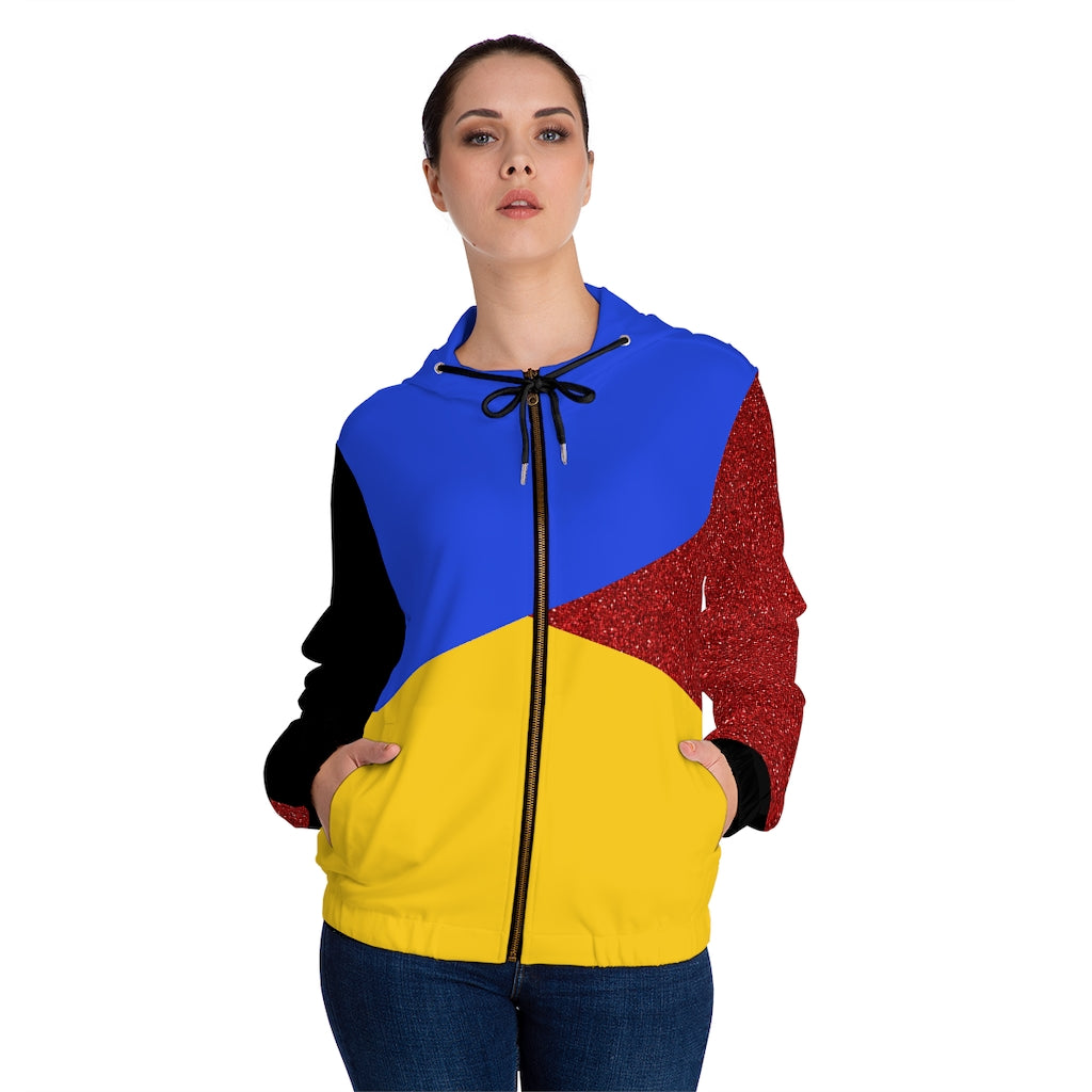 Women s Full Zip Hoodie Yellow Blue Red Black RHU Romantic Healthy You