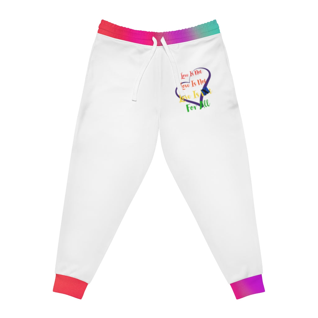 Human Rights LINFA Multi Pink Blue Purple Unisex Athletic Joggers (AOP) White