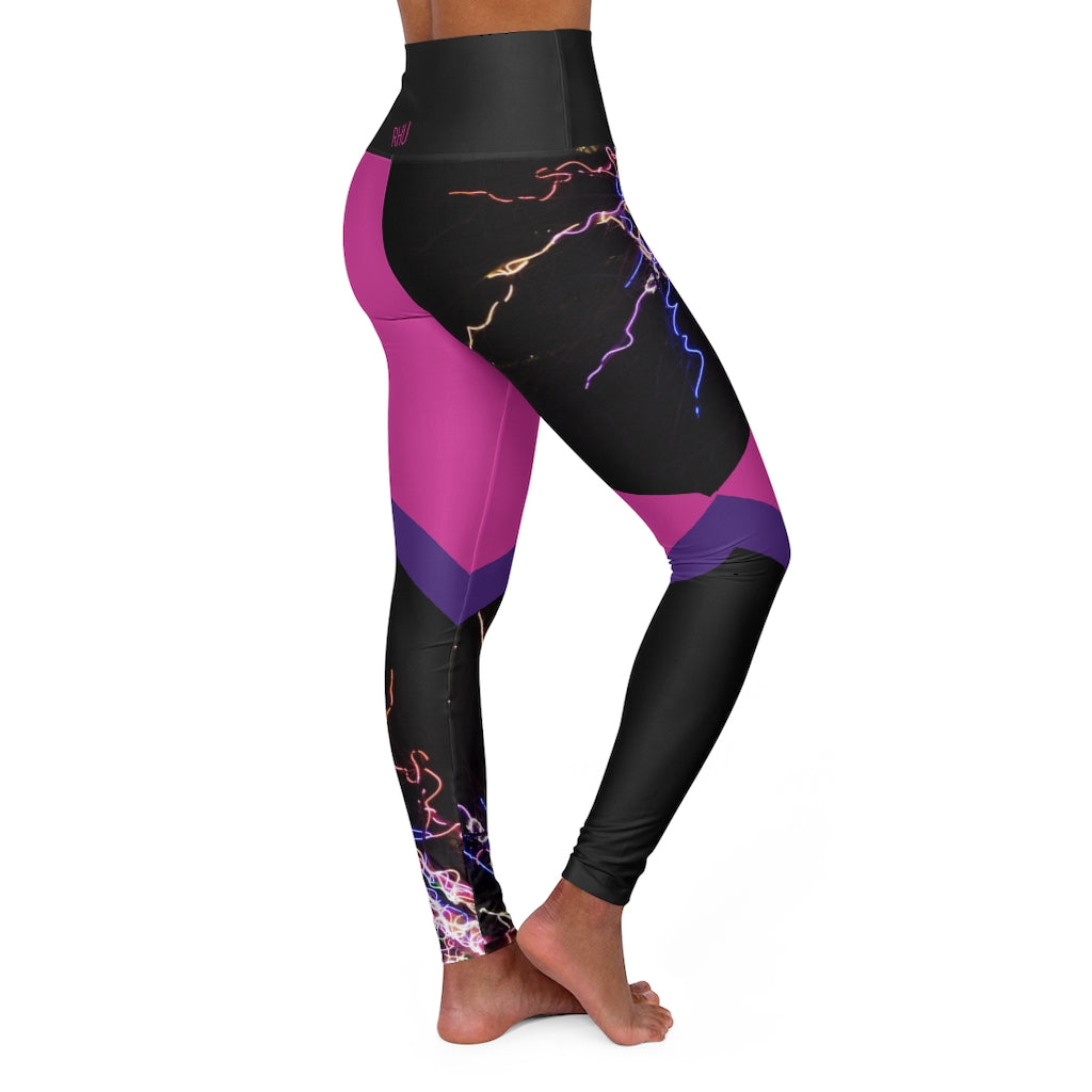 Electric Lights Est High Waisted Yoga Leggings Light Dark Pink RHU