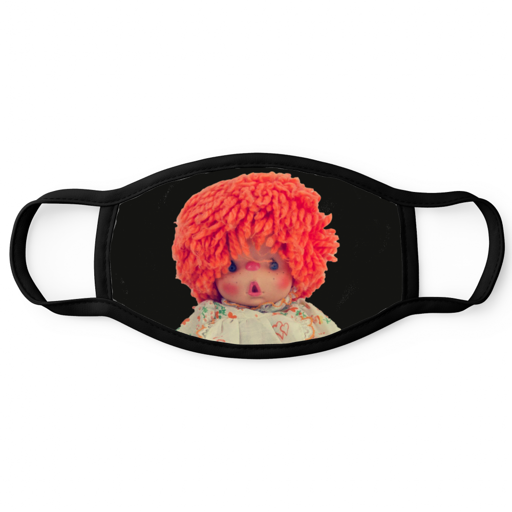 Cloth Face Mask ORANGE DOLL Face Mask Black