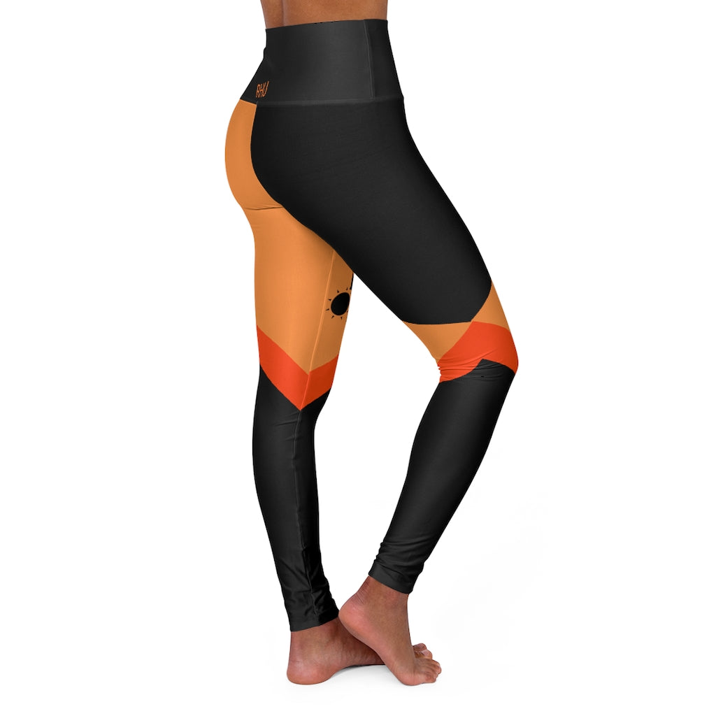 Cat Sleep Eat High Waisted Yoga Leggings Light Orange RHU