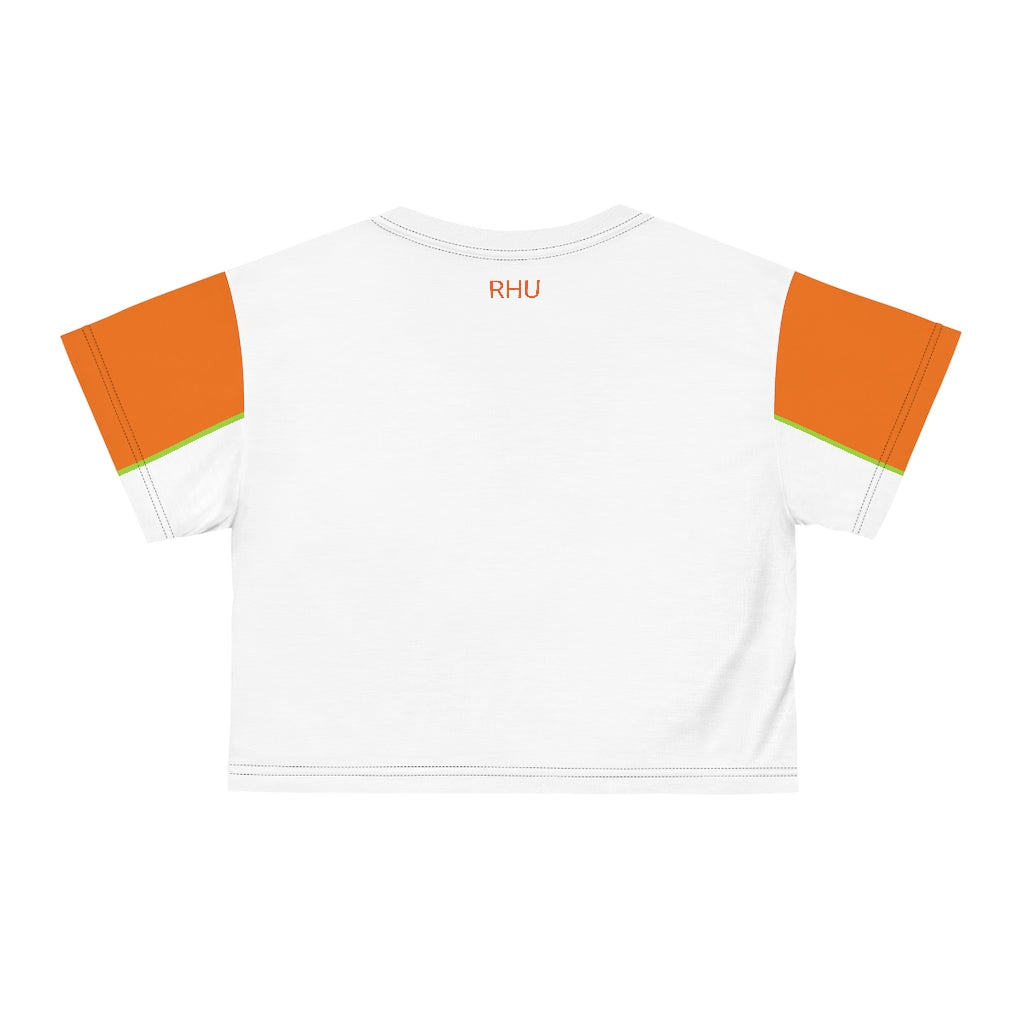 Human Rights LINFA AOP Crop Tee White Orange Sleeves