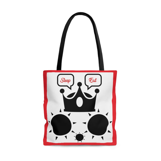 Cat Sleep Eat Tote Bag Bright Red