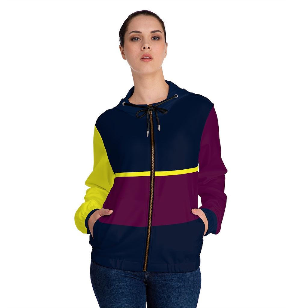 Women’s Full-Zip Hoodie Blue Night/Purple/Yellow Yellow/Purple Sleeves