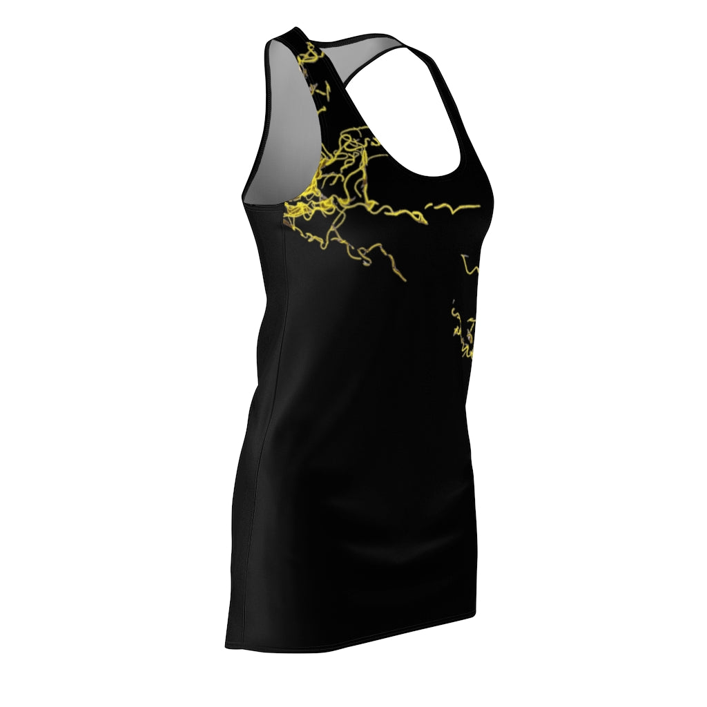 Gold Electric Lights Women's Cut & Sew Racerback Dress Black