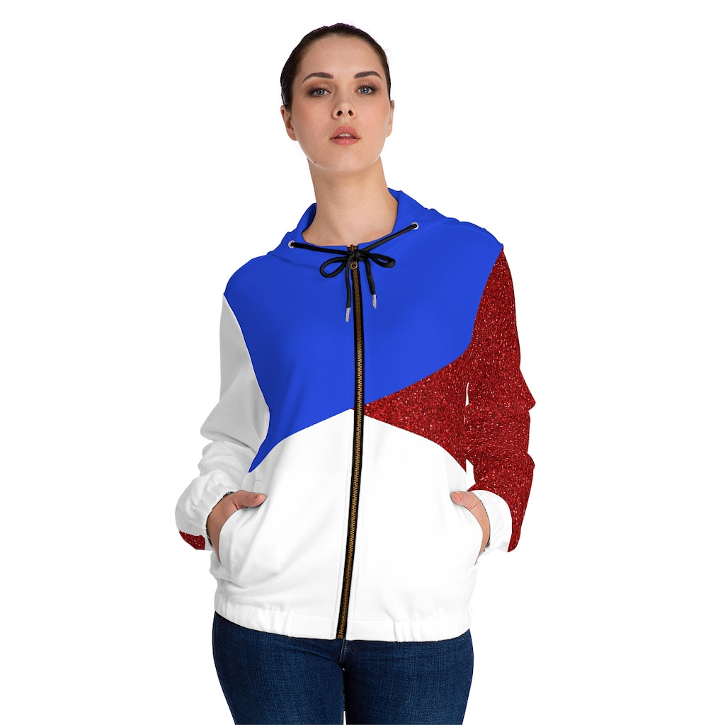 Women’s Full-Zip Hoodie Blue/ White/Red