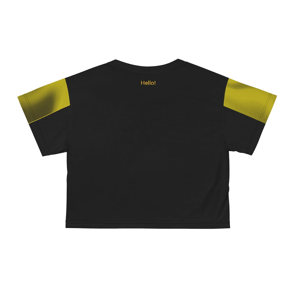 Human Rights LINFA AOP Crop Tee Black Duotone Sleeve Black/Yellow