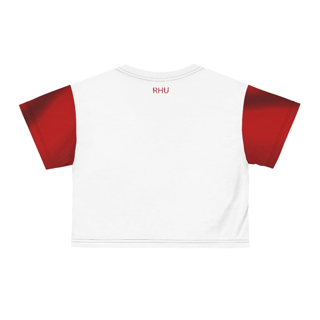 Human Rights LINFA AOP Crop Tee White DuoTone Red full Sleeves