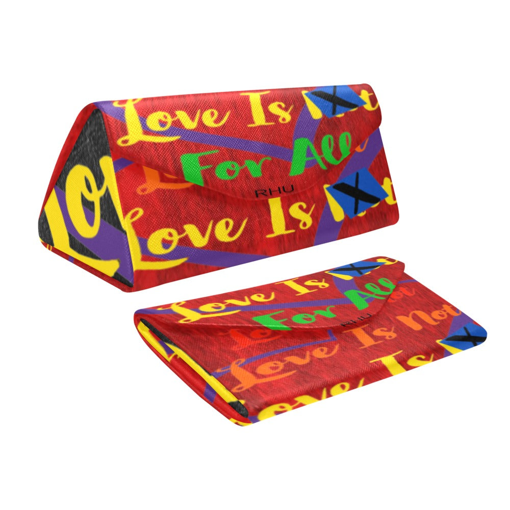 Human Rights Red Velvet Print Pu Leather Glasses Case