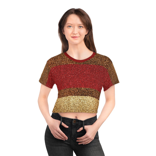 I'm Festive AOP Crop Tee Red Gold