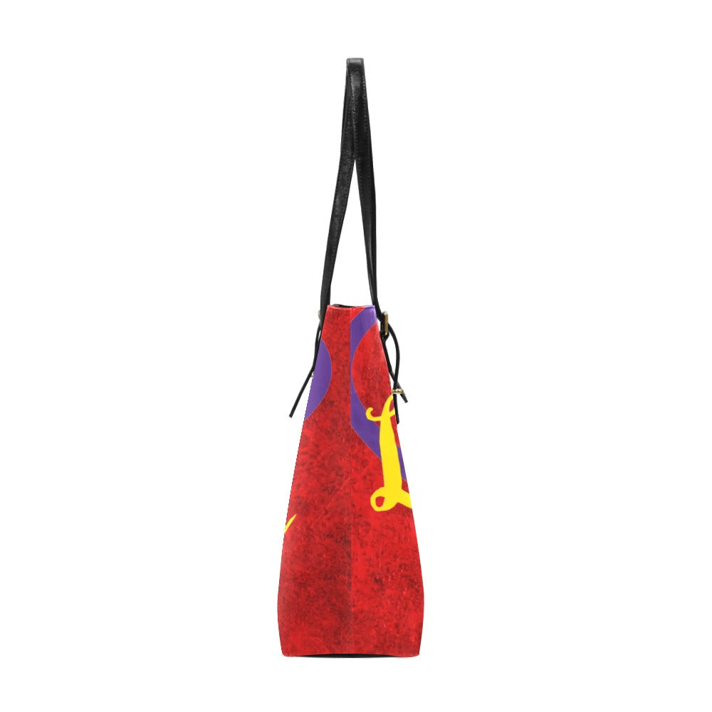 Cruelty Free PU Leather Tote Bag Human Rights Red Velvet Print Rainbow