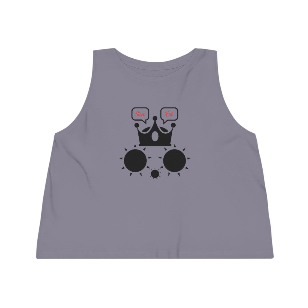 100%Organic Cotton Women's Dancer Cropped Tank Top Cat Sleep Eat