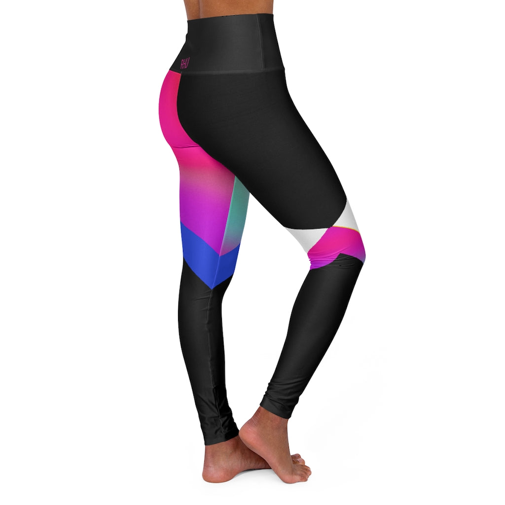 Multi Pink Blue High Waisted Yoga Leggings RHU