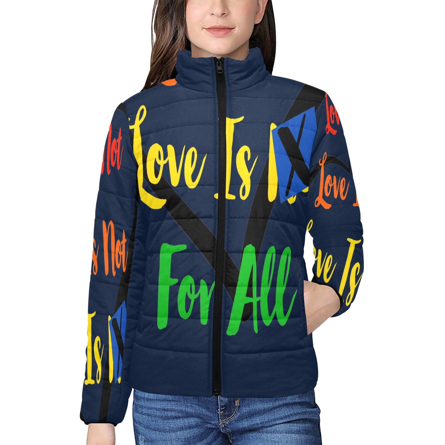 Human Rights Women's Padded Bomber Jacket Blue Night