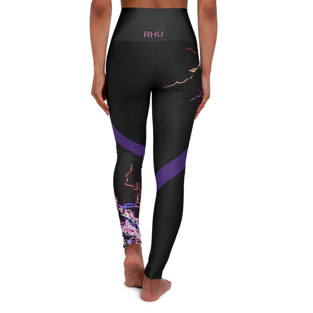 Electric Lights Est High Waisted Yoga Leggings Black RHU