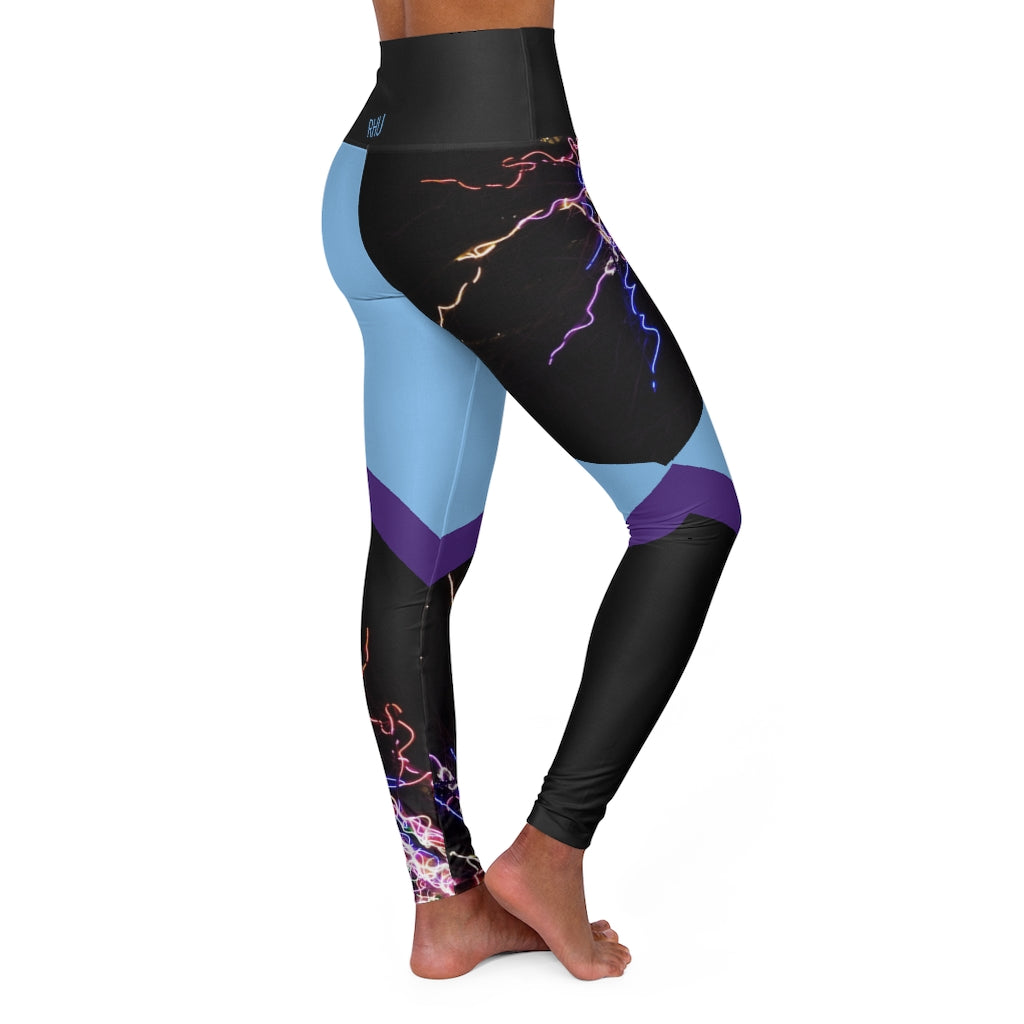 Electric Lights Est High Waisted Yoga Leggings Light Blue RHU