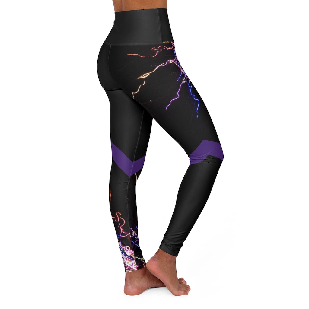 Electric Lights Est High Waisted Yoga Leggings Black