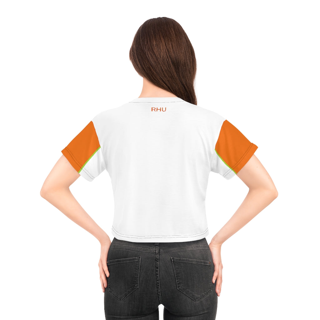 Human Rights LINFA AOP Crop Tee White Orange Sleeves