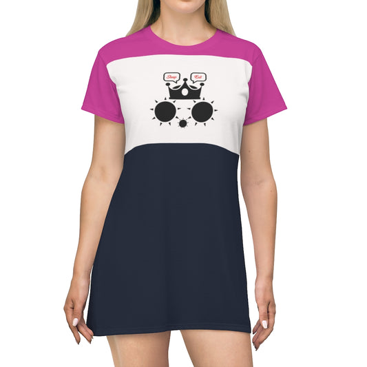 Cat Sleep Eat Light Pale Pink Fucsia Black T-shirt Dress