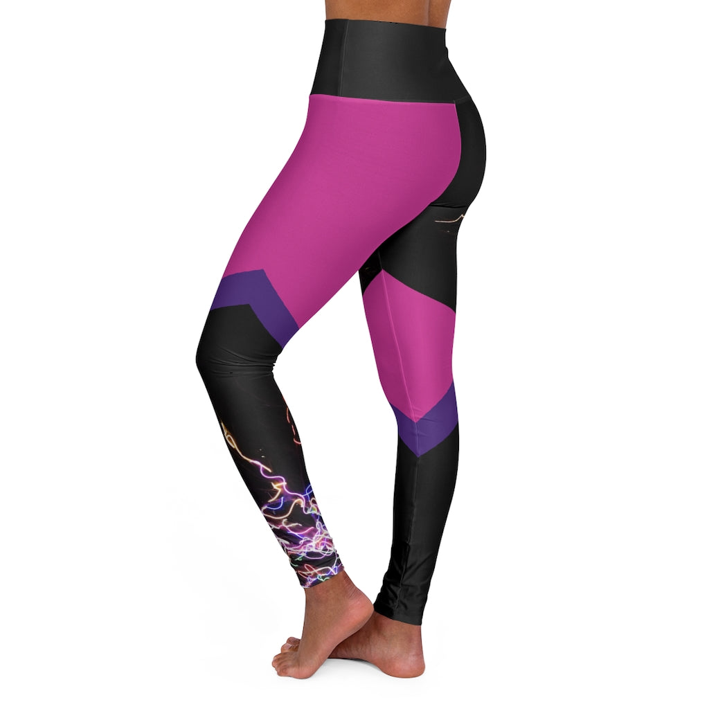 Electric Lights Est High Waisted Yoga Leggings Dark Pink