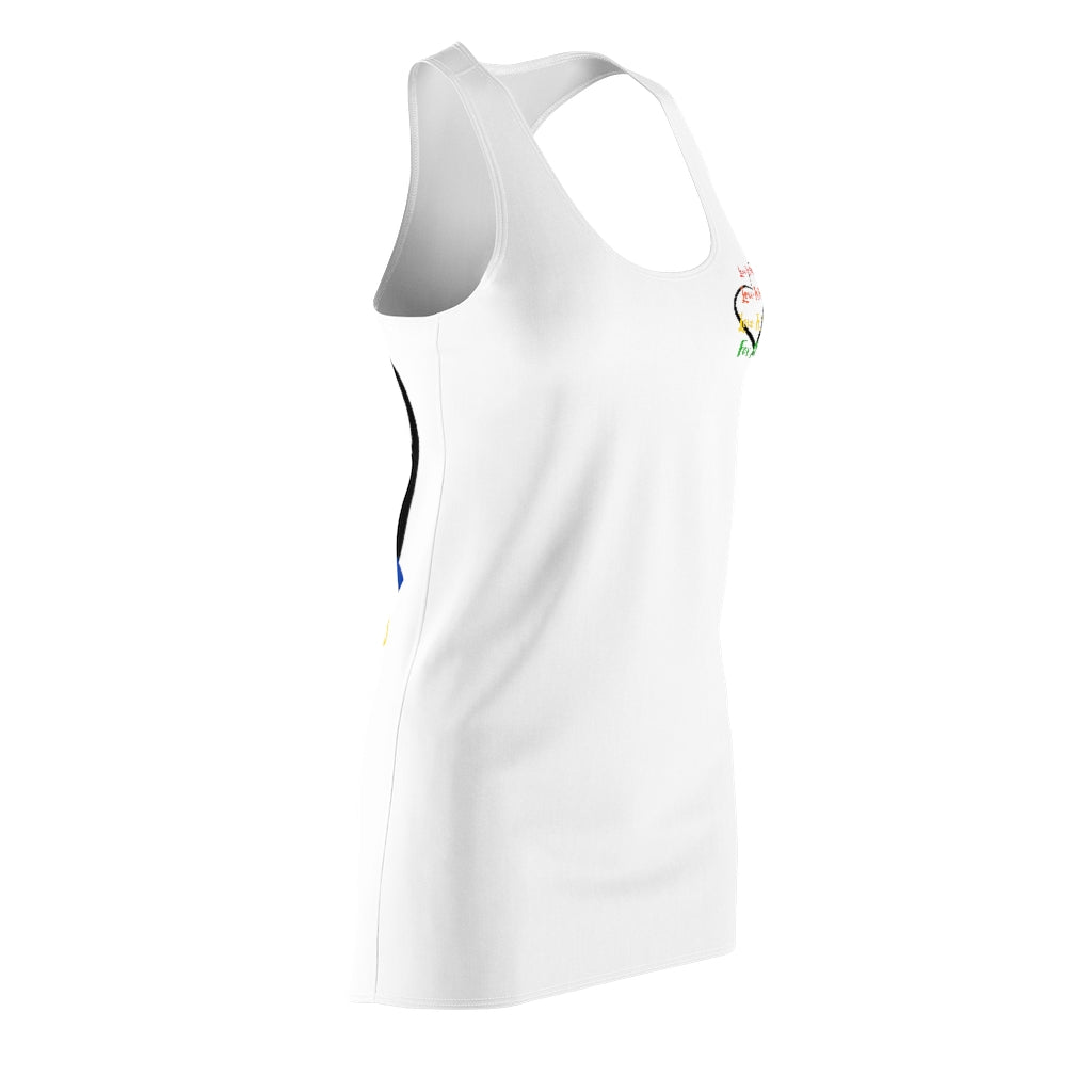 Human Rights LINFA Women's Cut & Sew Racerback White Small Print Front/Big Print Back