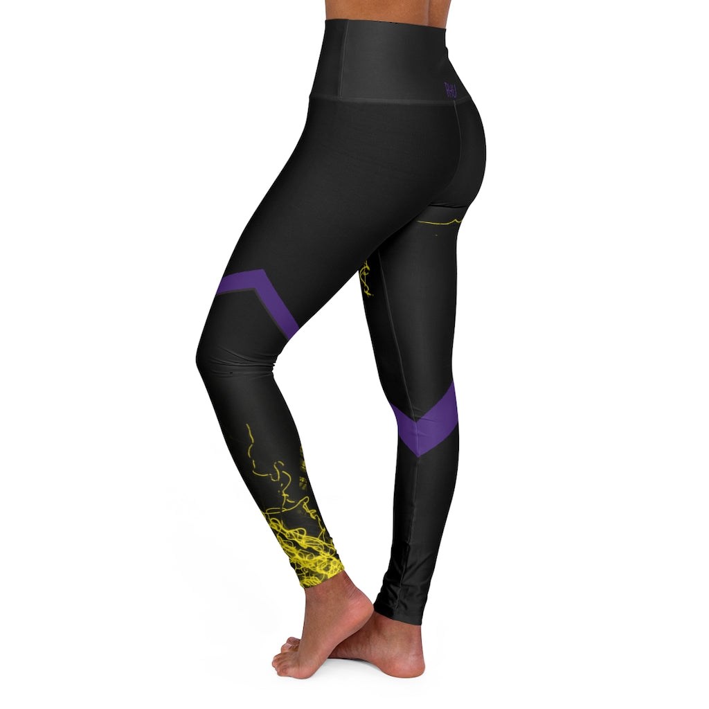 Gold Electric Lights Est High Waisted Yoga Leggings Black