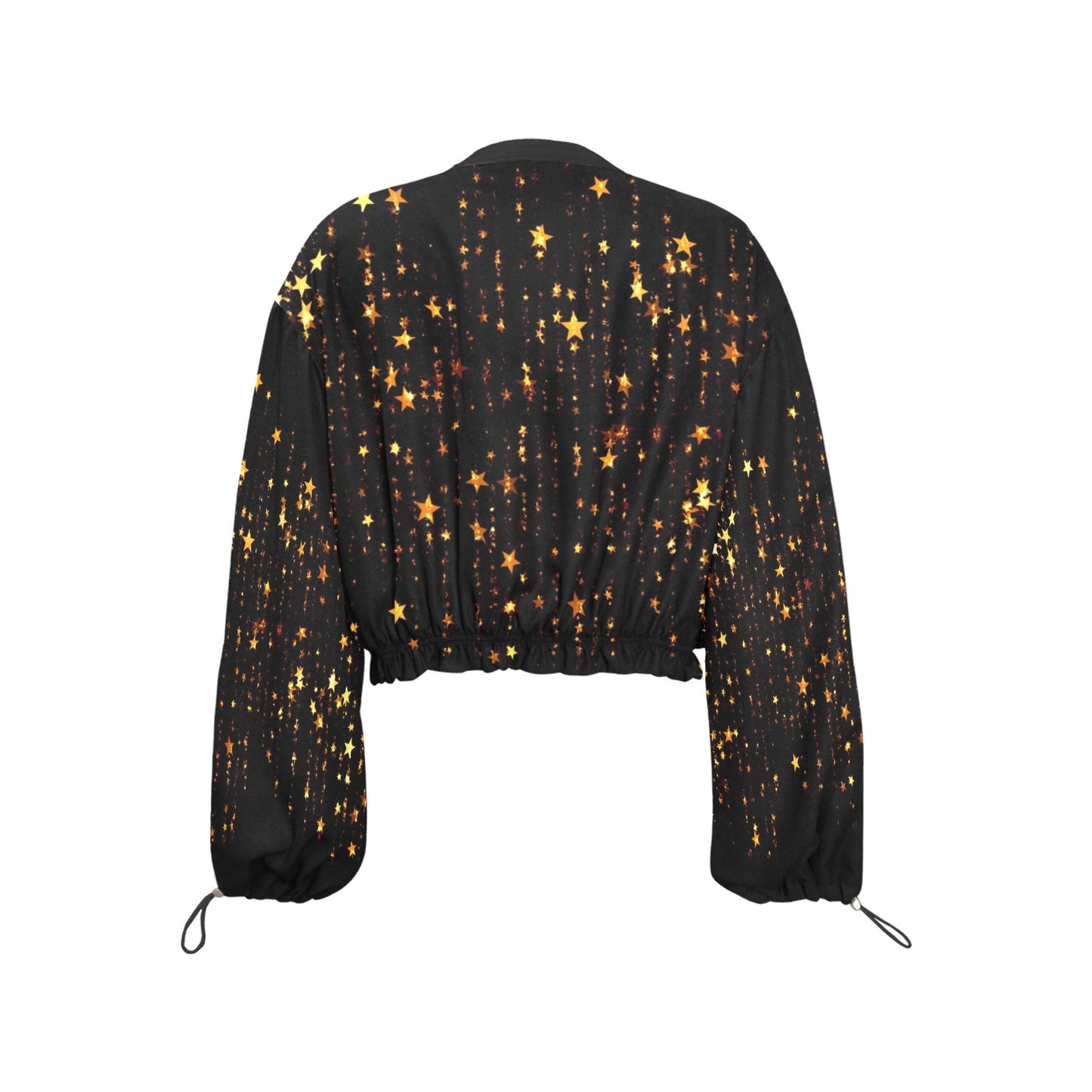 I'm Festive Gold Stars Black Chiffon Cropped Jacket