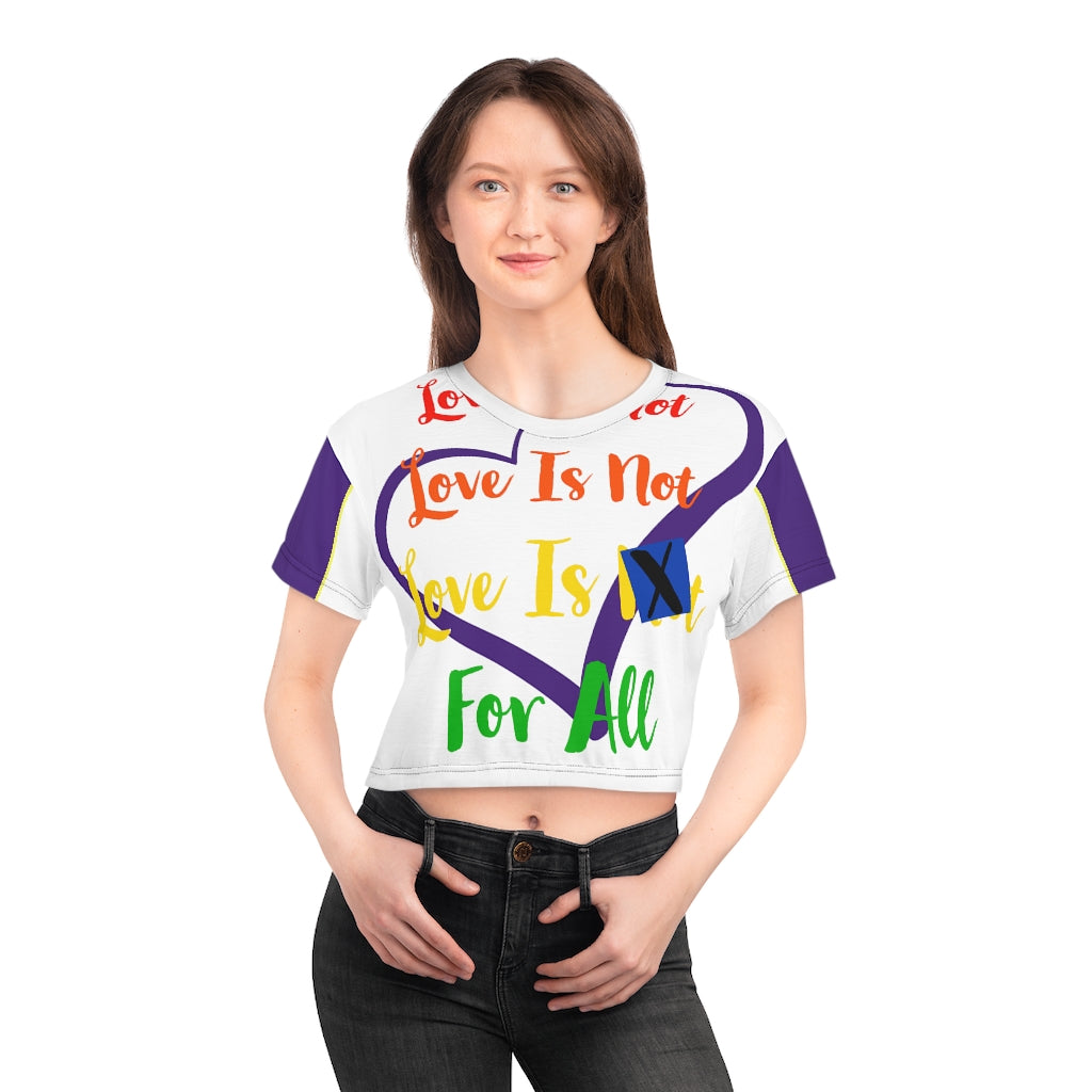 Human Rights LINFA AOP Crop Tee White Purple Sleeves