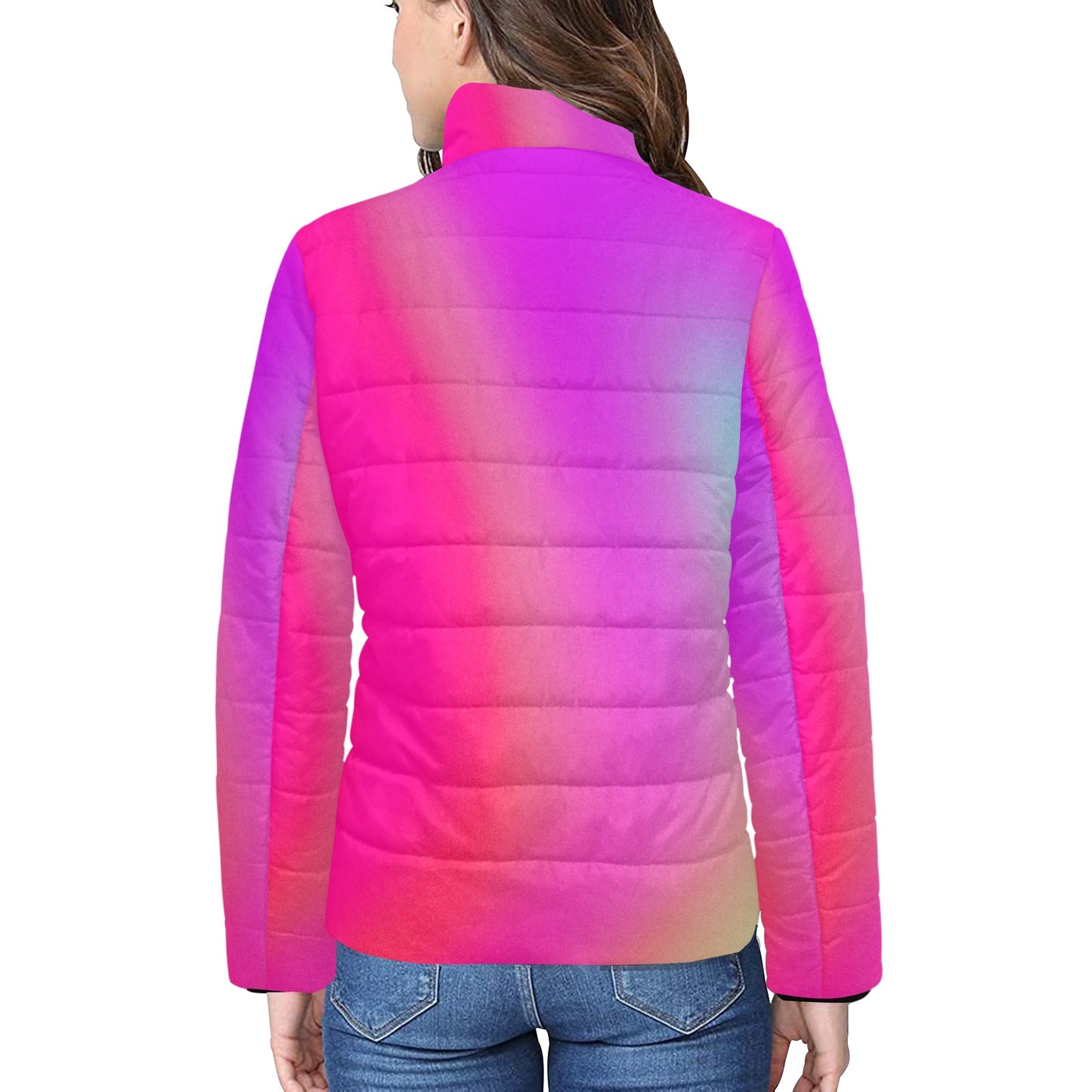 Human Rights Women's Padded Bomber Jacket (Pink Fading Back)