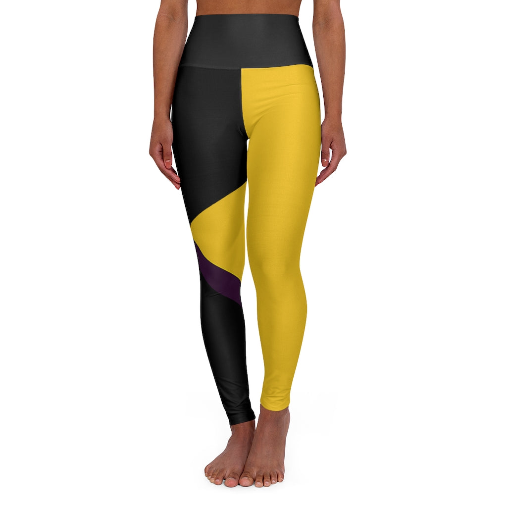 Back Buddha Logo High Waisted Yoga Legging RHU Black/Yellow