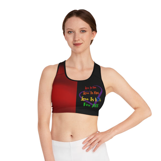 Human Rights LINFA Color Fading  Sports Bra (AOP) Red Black