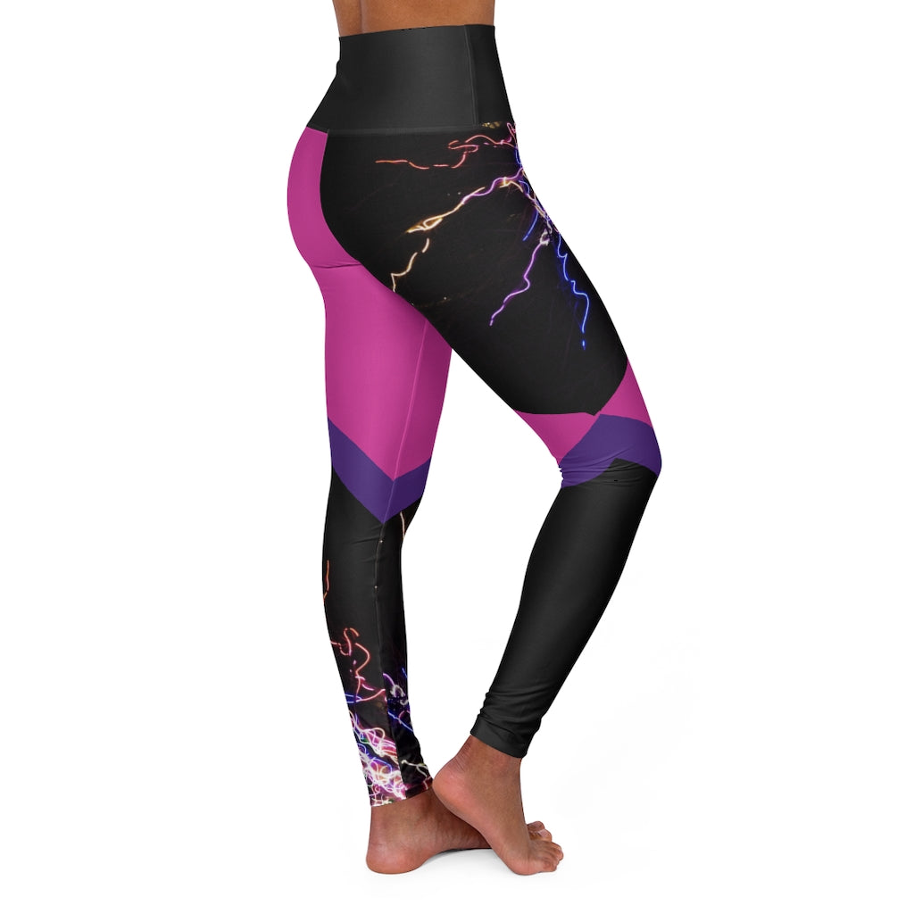 Electric Lights Est High Waisted Yoga Leggings Dark Pink