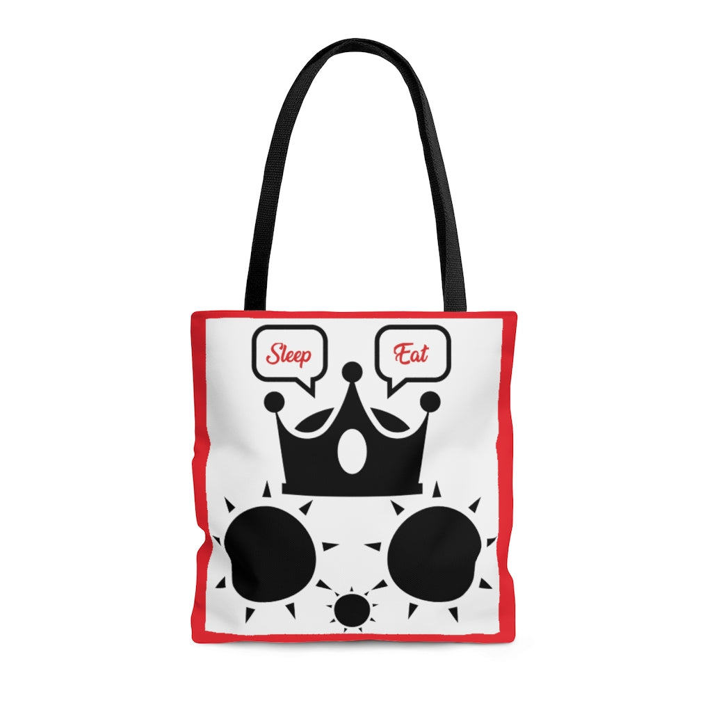 Cat Sleep Eat Tote Bag Bright Red