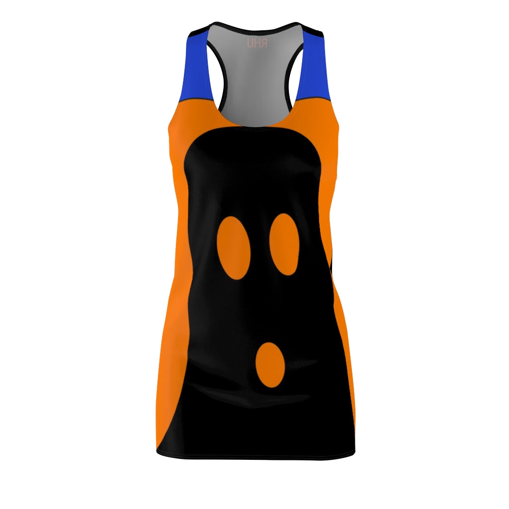 Women's Cut & Sew Racerback Dress Ghost Orange Black Blue